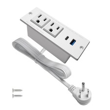 USB C Recessed Power Strip Fast Charge Desktop 6.56ft, White 20W USB-C