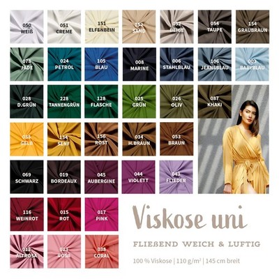 Viskose Uni Meterware - fließender Viskosestoff - Blusenstoff Ökotex *Ab 50cm