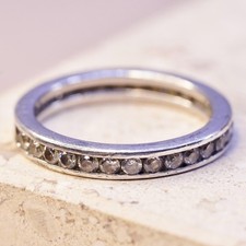 Size 10, vintage sterling silver ring with cluster Cz, statement band