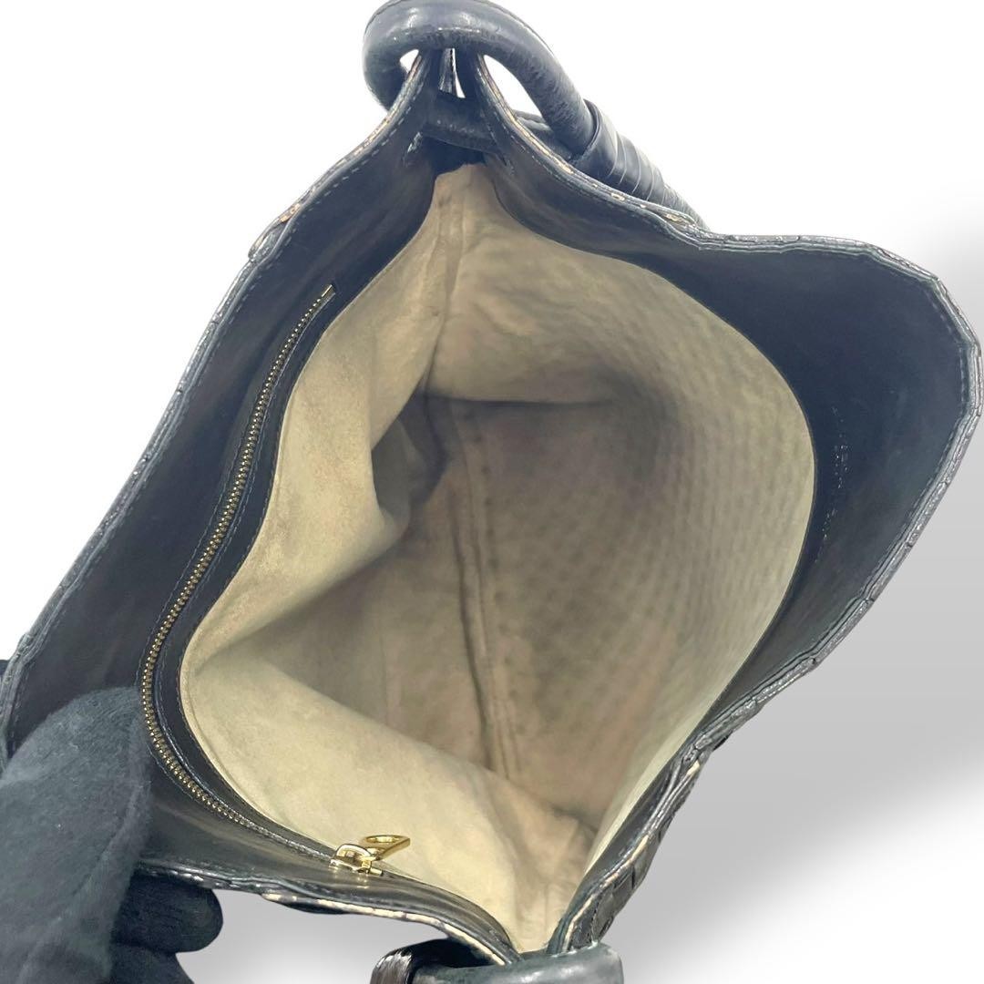 Bottega Veneta Intrecciato Leather Shoulder Bag Black Square Authentic Pre-owned thumbnail 10