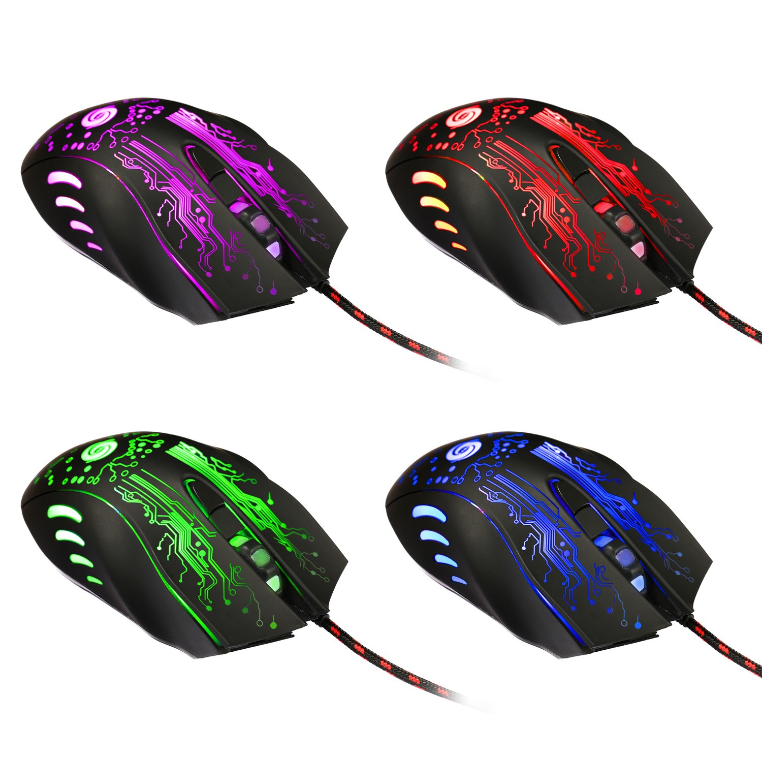 Souris de jeu filaire USB 5500DPI Réglable 7 boutons LED rétroéclairé profession