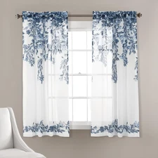 Tanisha Curtains - Sheer Window Panel Set - Floral Vine Print, Beautiful, Mod...