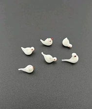 Vtg Murano Style Art Glass Bird Figurines Lot of 6 Miniature White Dove Lampwork