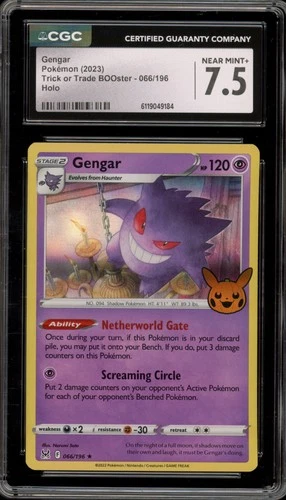 Pokemon Gengar 2023 Trick or Trade BOOster Holo Rare #066 CGC 7.5