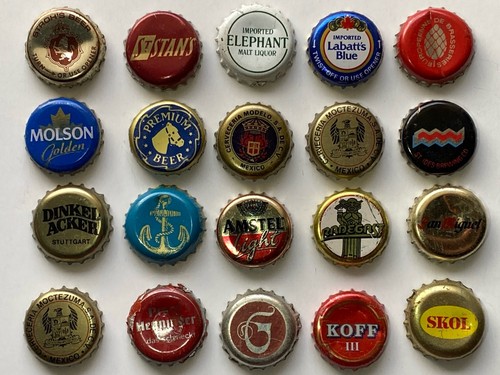 RareStuff Lot of 20 - “Beer Ale Domestic Foreign Drink Bottle Cap Caps Crown"b11
