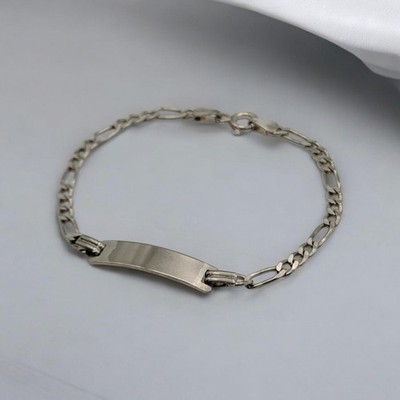 PAJ Italy 925 Sterling Silber 3mm Figaro Link 6' ID Armband Rohling Gravurbar