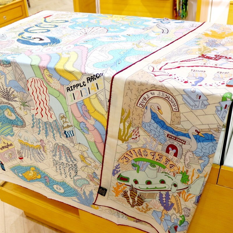 70% Cashmere & 30% Silk Wrap Scarf Water Park Print Double Face Print Shawl 53