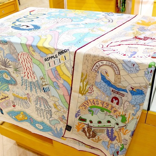 70% Cashmere & 30% Silk Wrap Scarf Water Park Print Double Face Print Shawl 53"