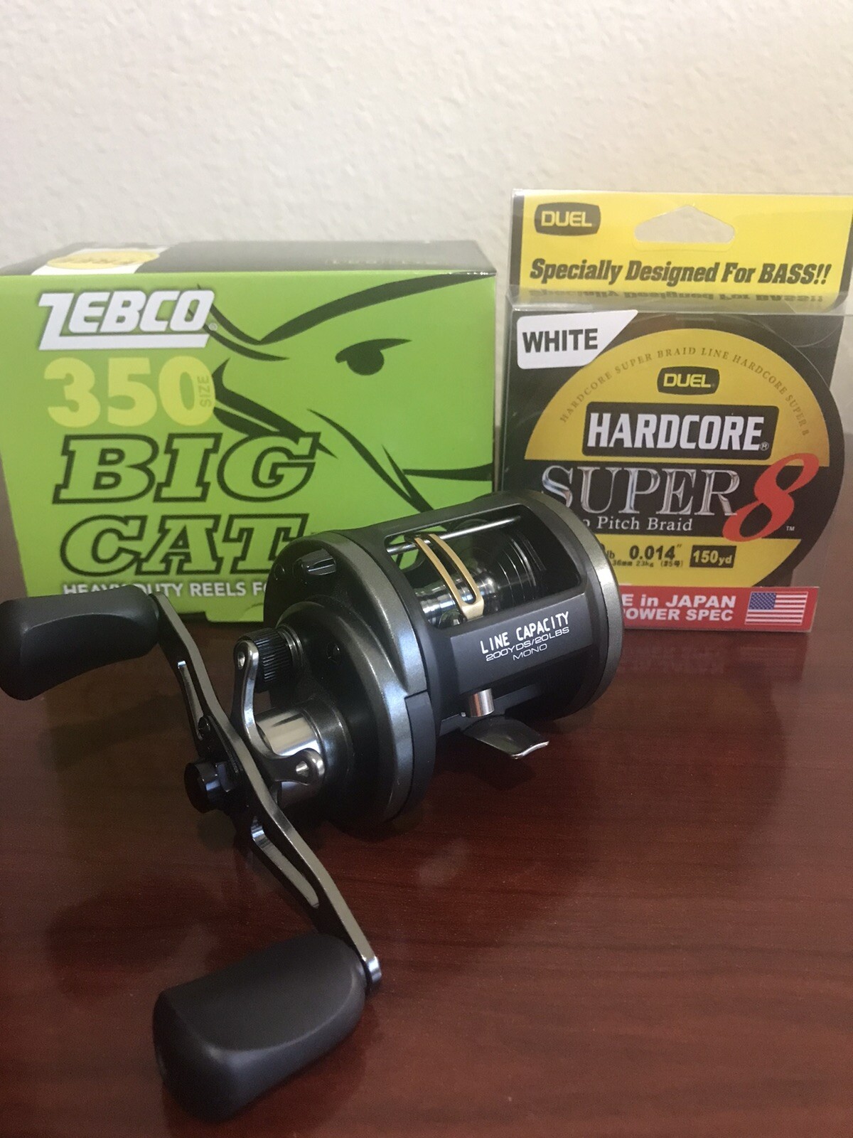 ZEBCO BIG CAT FISH XT CASTING FISHING REEL 3 BB 6.31 + 50 LB BRAIDED
