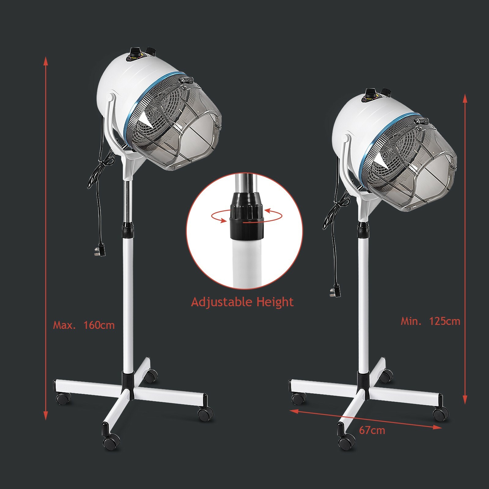 Portable Salon Hair Dryer Hood Floor Stand Professional Hairdresser