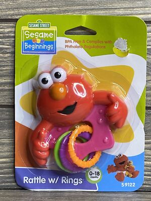 Sesame Street Beginnings Elmo Rattle With Rings Teether Toy | eBay