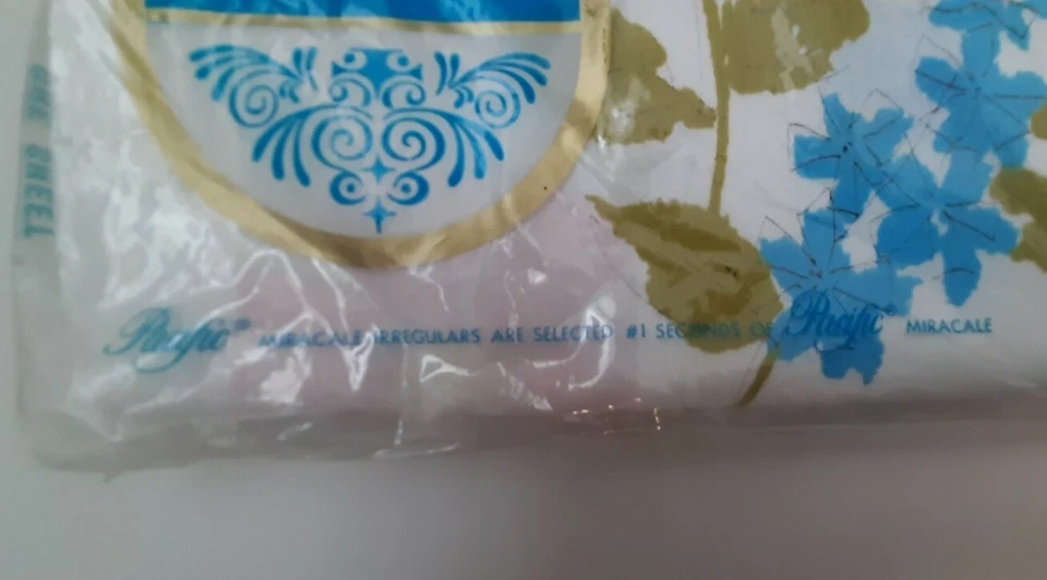 De colección Pacific Miracale Percale Lujoso Estándar Hoja Plana Azul Rosa Floral  Foto 3 de 4