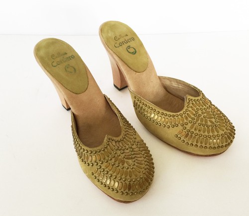 CALLEEN CORDERO Green Studded Green Suede Mules SZ 8 - Picture 8 of 8