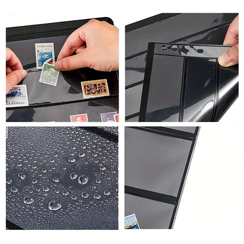 10X Double Sided Stamp Album Stock Pages Sheets with 9 Binder Holes 7 Strips UK - Picture 6 of 12