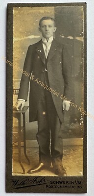 orig. CDV Foto Fotografie Bild alt Herr Mann Mode um 1900 Schwerin Fahr