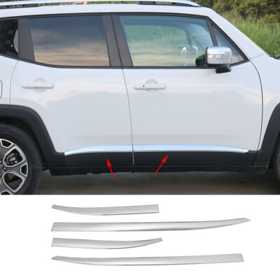 Chrome Car Body Door Side Molding Trim Styling Protect For Jeep Renegade 2016+