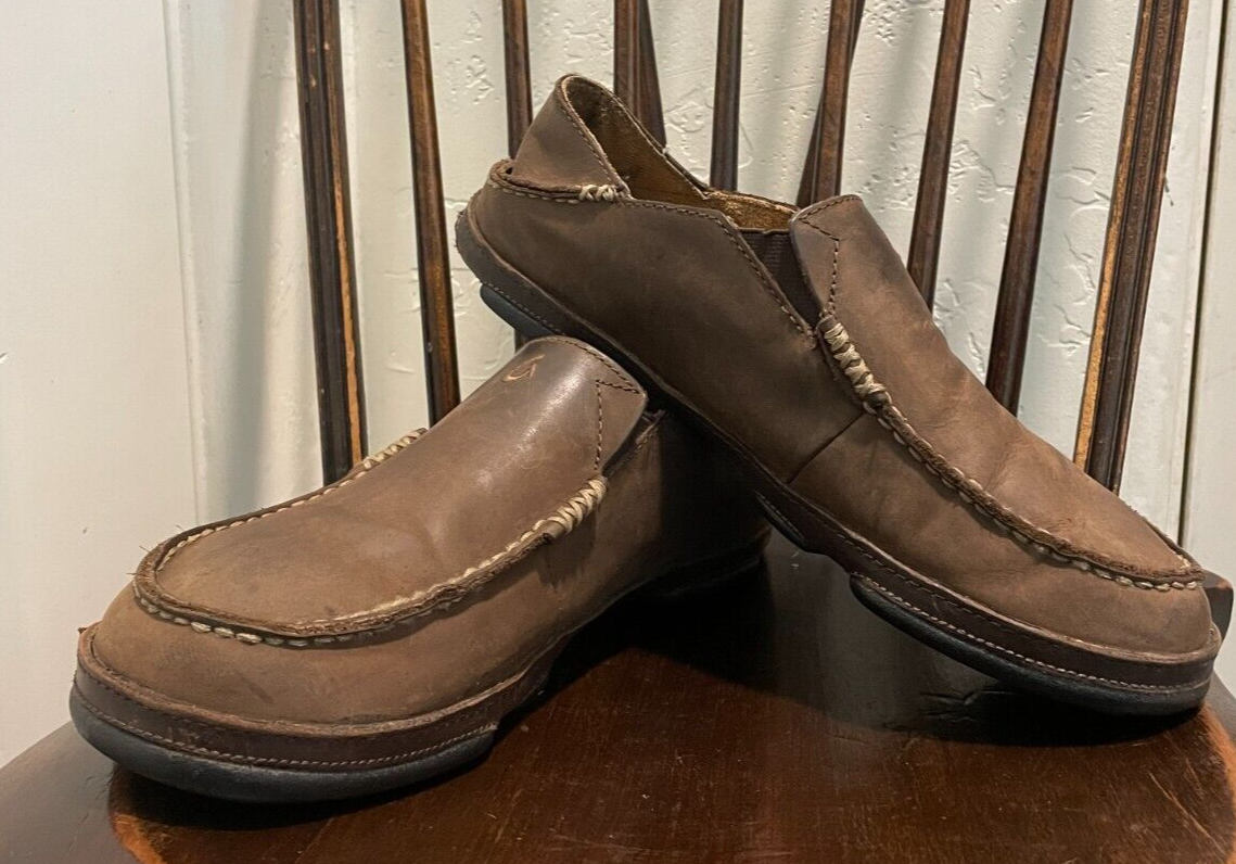 Olukai Moloa 10128-6348 Brown Leather Slip On Loafer Shoes  display picture 2
