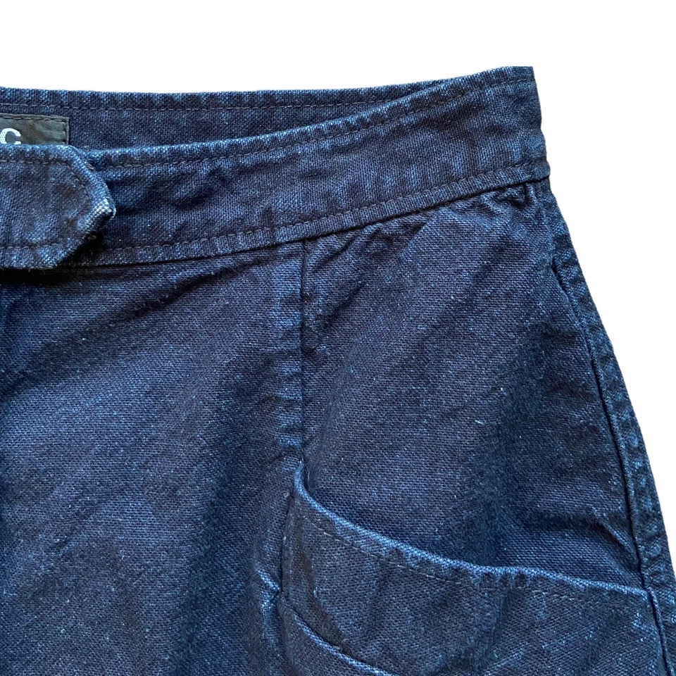 Falda de bolsillo con botones de algodón recto lavado azul oscuro talla 36 EE. UU. 26 APC Foto 2 de 4