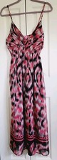 She’s Cool XL V-Neck Maxi Dress Pink/Blk Multicolor Print Sleeveless Vintage Y2K