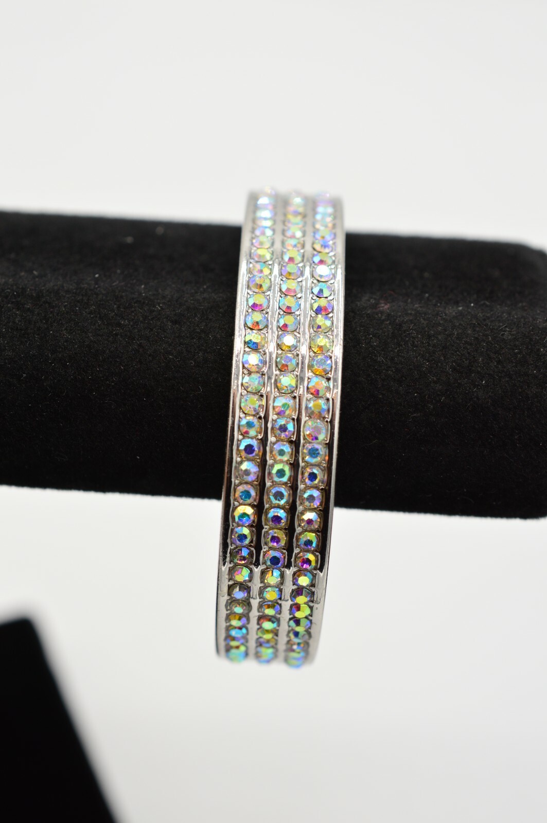Statement Cuff Bangle Bracelet Silver Sparkling R… - image 8