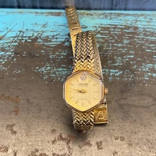 Ladies Vintage Gruen Hexagonal Dial  All Gold Tone Stainless Steel Watch