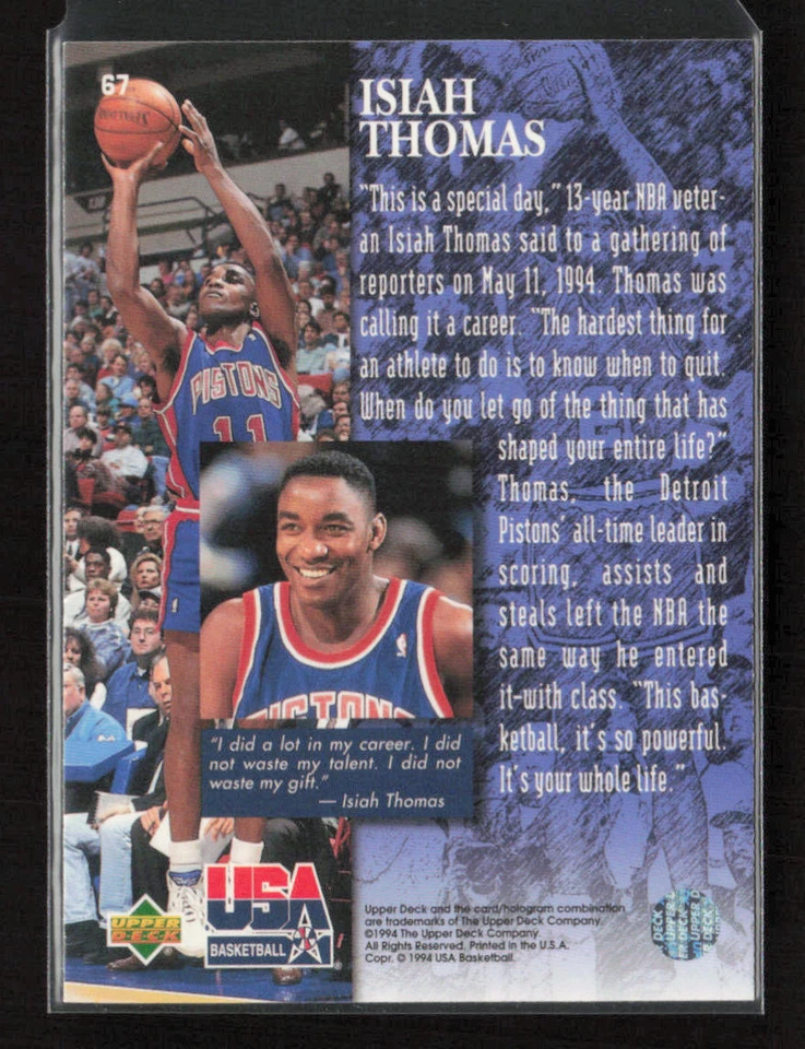 1994 Upper Deck USA #67 Isiah Thomas USA - Image 2 of 2