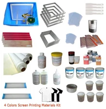 4 Color Screen Printing Materials Kit Full Set Silk Screen Press Materials New