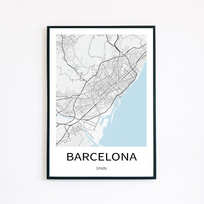 Barcelona Stadtplan Spanien Reiseposter minimalistisch A5 Wohnkultur Wandkunst Druck 