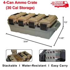AMMO CRATE 4-Can Utility Box Stackable All-Caliber Case Bulk Ammunition Storage
