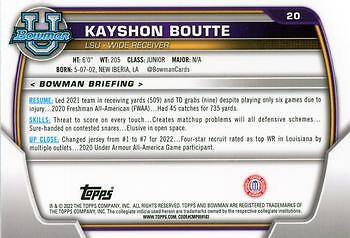 Kayshon Boutte 2022 Bowman Chrome University - #20 - LSU Tigers - Bild 2 von 2