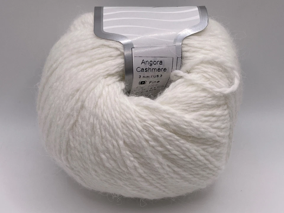 Hilos de hielo de cachemir blanco angora 68754 mezcla de lujo peso deportivo 50 gr 218 yardas Foto 4 de 4