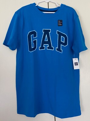 GAP KIDS NWT Solid Blue Big Logo T-Shirt~Size LARGE~L~10~NEW~s/s~