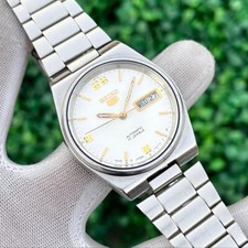 Vintage Seiko 5 Automatic Milky White Dial Original Japan Men's Watch 7009-3131