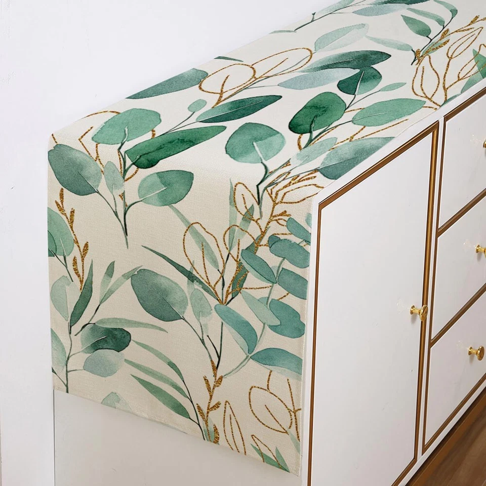 Daisy Leaves Table Runner 13 x 72 In Summer Plants Table Runner for Dining Decor - Image 2 of 4