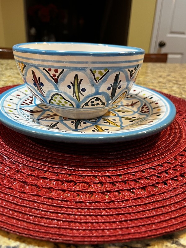 Floral Tunisian 26oz Ceramic Cereal Bowls Only Set of 4, Salad, Cereal, Soup