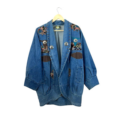 Vintage Designs Limited Medium Jean Jacket Southwestern Denim USA Womens READ