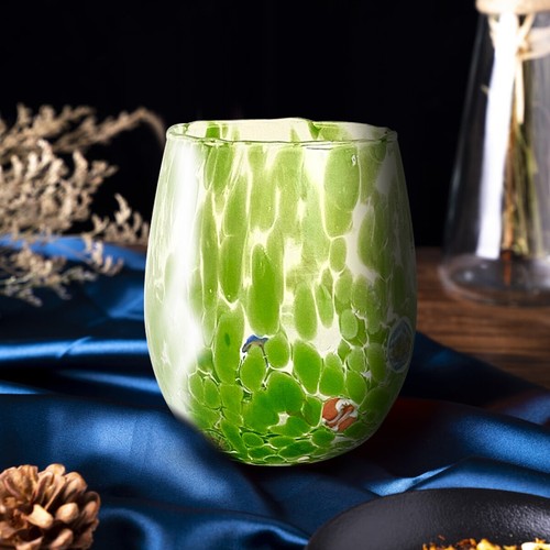 BICCHIERE VETRO SOFFIATO GOCCE DI MURANO COLORATO MADE IN ITALY VERDE 1 PZ - Imagen 3 de 7