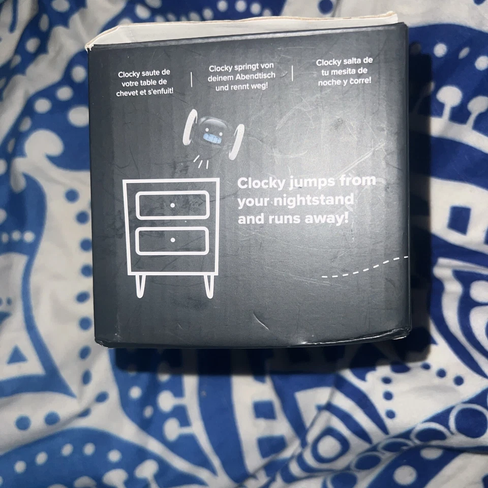 Reloj despertador original reloj con ruedas rodante extra fuerte para dormir pesado negro Foto 2 de 4