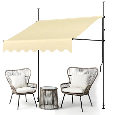 Manual Retractable Awnings,Adjustable Exterior Sun Shade Awning for Window,Porch