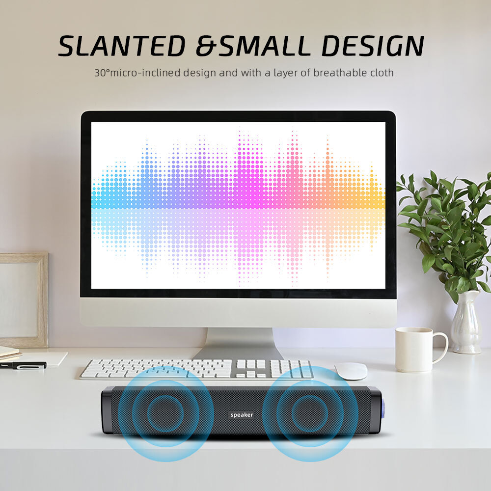LED USB Wired Sound Bar Stereo Speakers TV Computer USB For PC Desktop