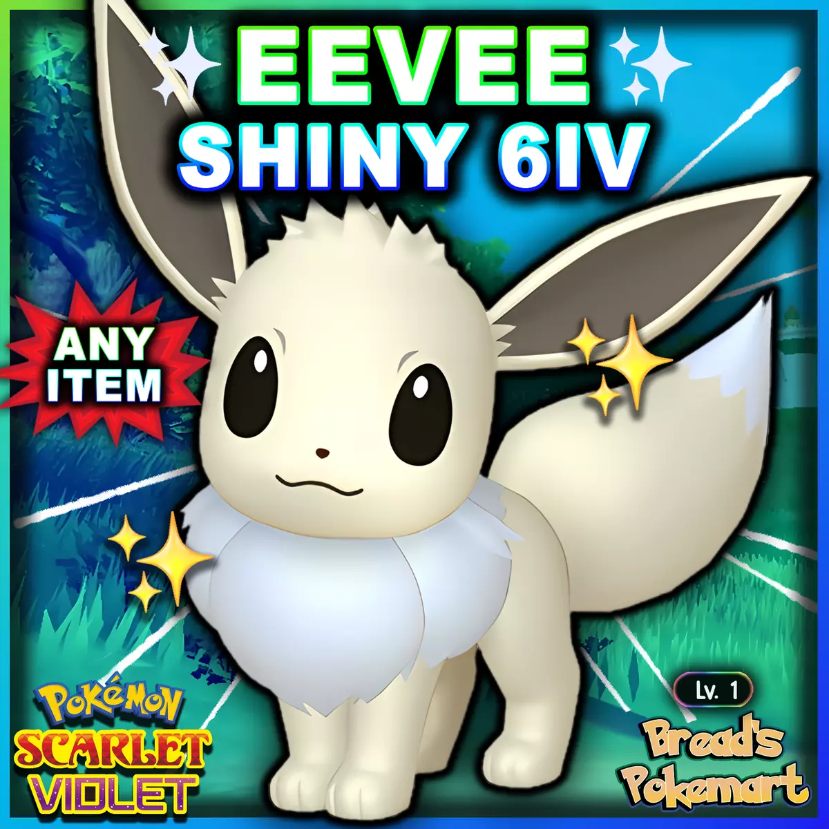 EEVEE SHINY 6IV + Any Item | Ready for competitive battle! | Pokemon  Scarlet & Violet | Fast Delivery