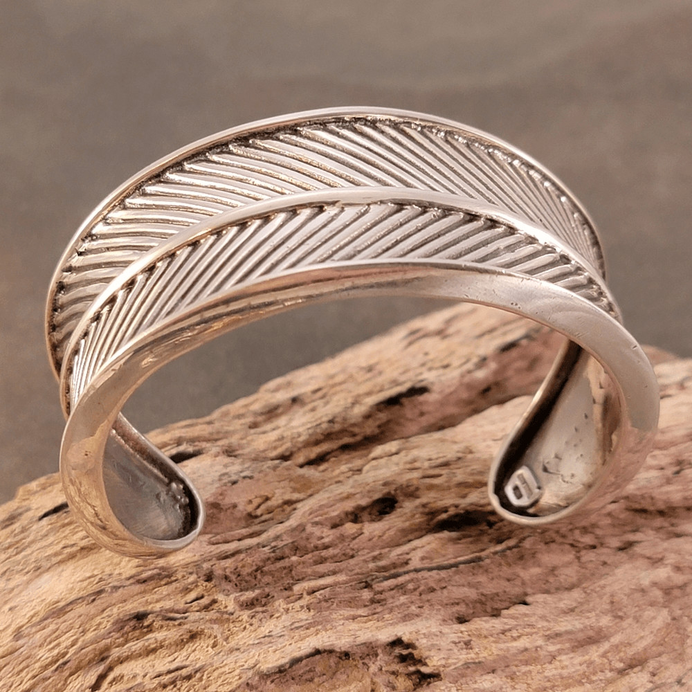 Sterling Artisan Leaf Inspired Cuff Bracelet - image 5