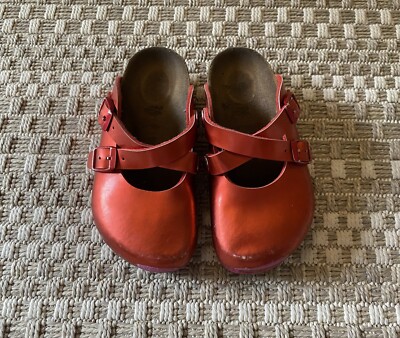 BIRKENSTOCK Dorian Metallic Red Slip-on Shoes Clogs 26 Little