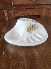 Vintage MCM Floral Ceramic All-In-One Bathroom Caddy Toothbrush Cup/Soap Holder