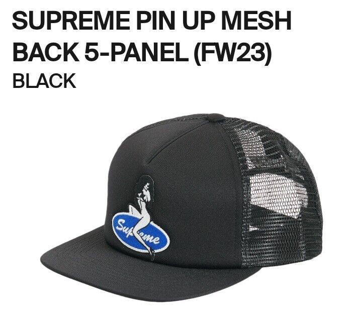 Supreme Pin Up Mesh Back 5 Panel Snapback Trucker Hat (Black