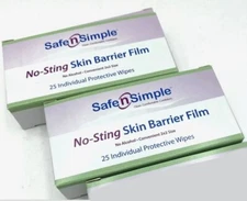 50 SAFE N SIMPLE SNS80725 Skin Barrier Film Wipes, No Sting Exp. 2026-28