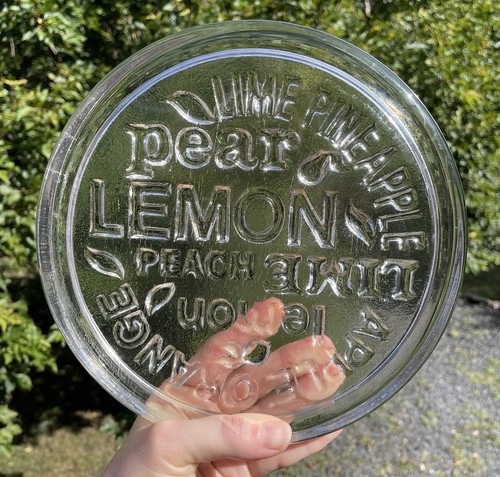 Retro Vintage Round Glass Bar Fruit Cutting Tray Board Lemon Pear Lime Pineapple - Picture 3 of 6