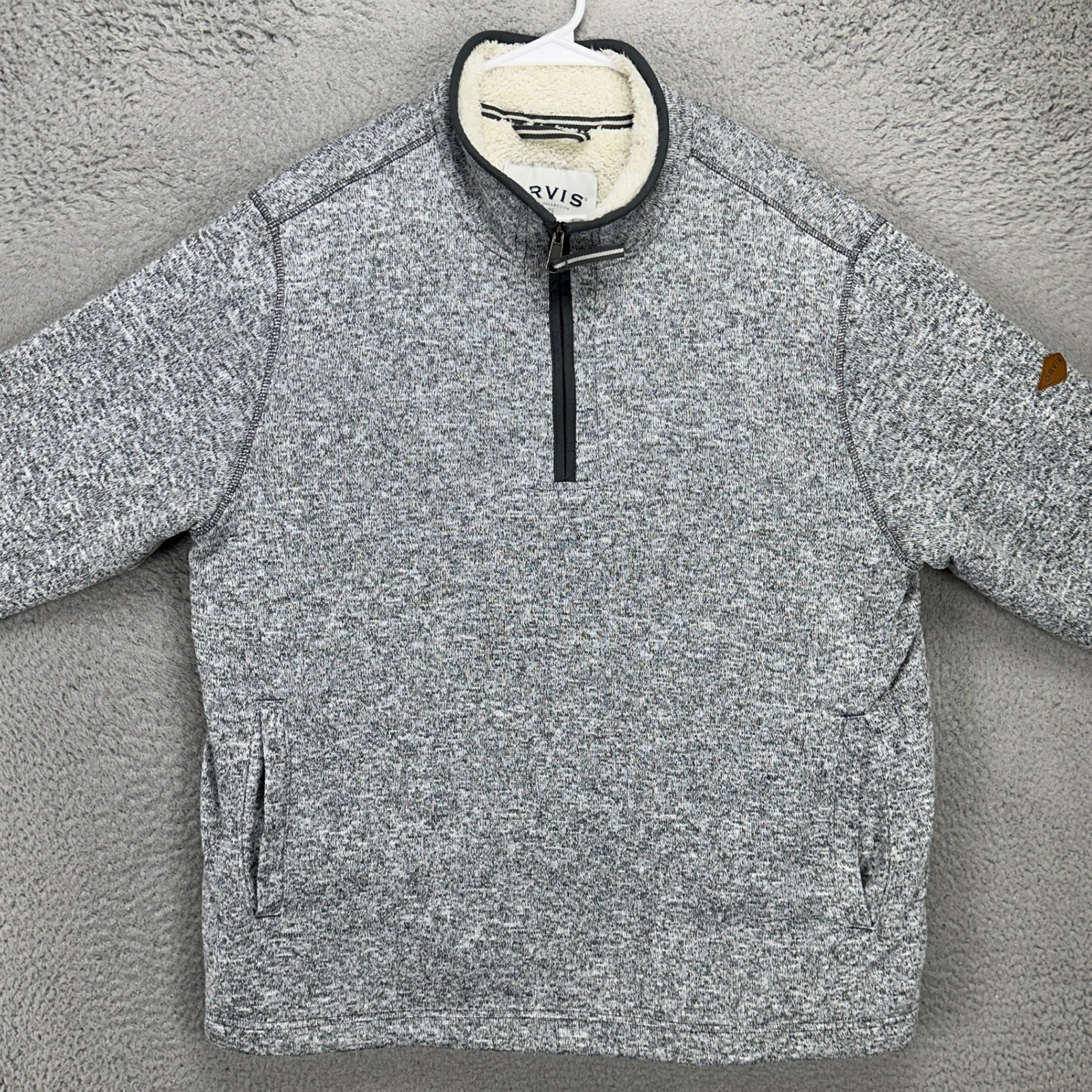 Orvis Men Pullover Sweatshirt Large Gray Quarter … - image 2