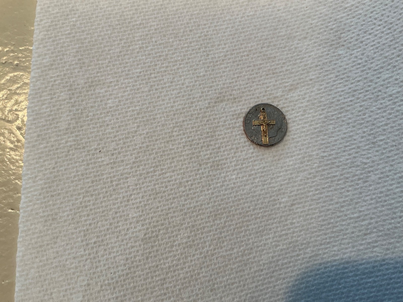 14K Solid Yellow Gold Tiny Thin Cross Charm- No B… - image 8