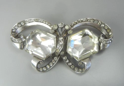 Eisenberg Original Sterling Silver Brooch Rhinestone Butterfly Pin Vintage